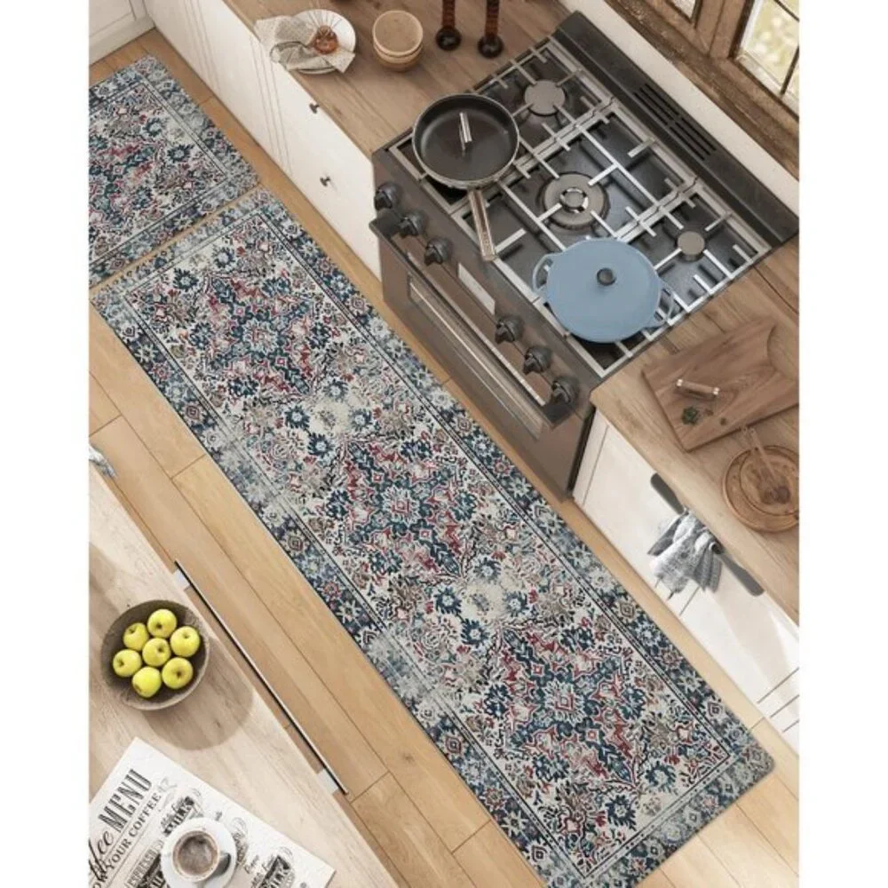 New 23x86 Kitchen Mat, Extra Long Anti-Fatigue Cushioned Non-Slip Rug - Blue